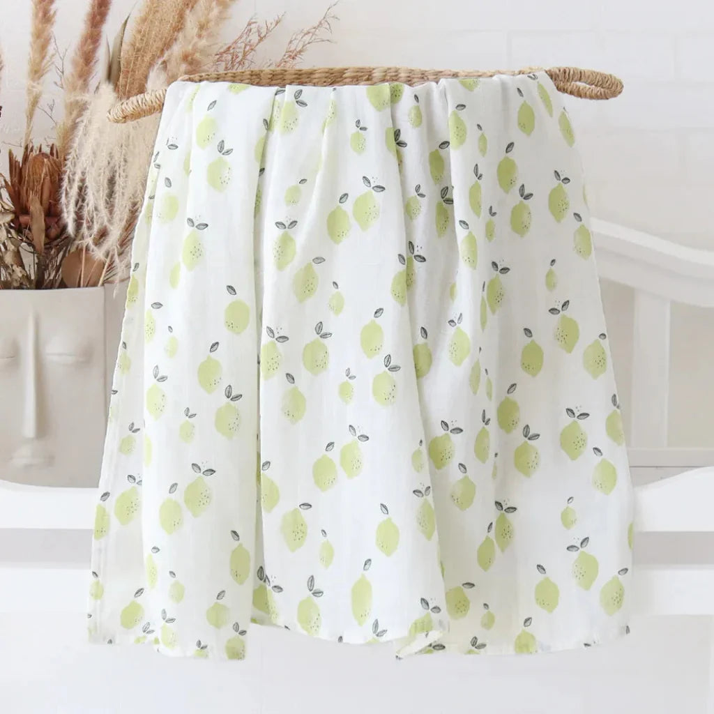 Petit lange en bambou modèle Blanc citron