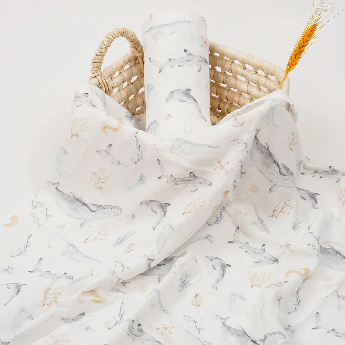 Lange bébé bambou Couverture Baleine