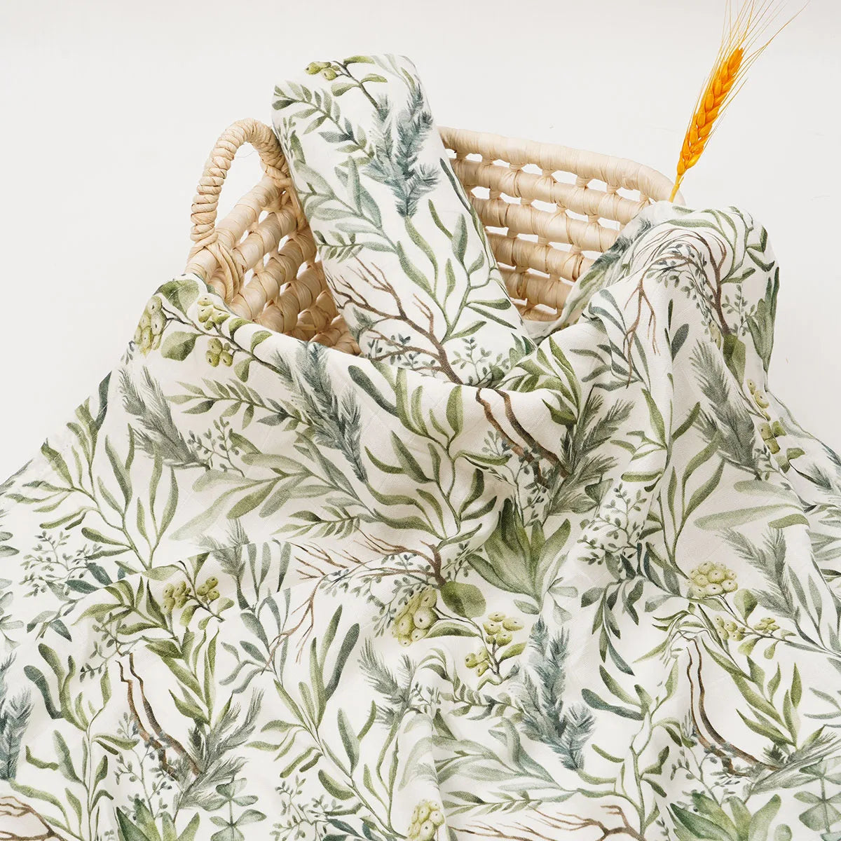 Lange bébé bambou Couverture FEuillage vert