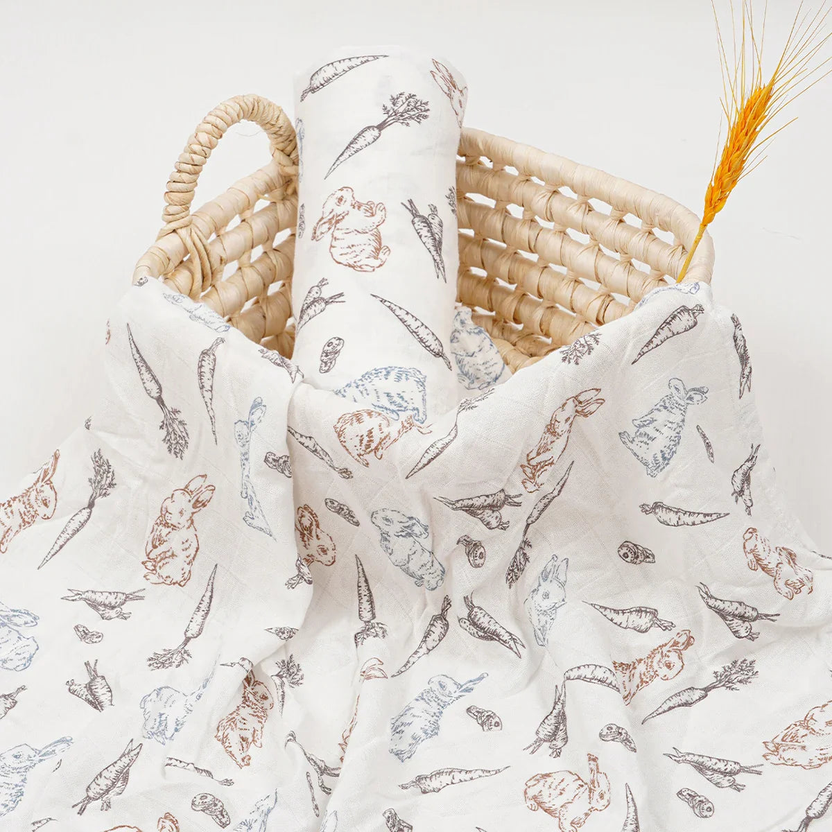 Lange bébé bambou Couverture Lapin et Carottes