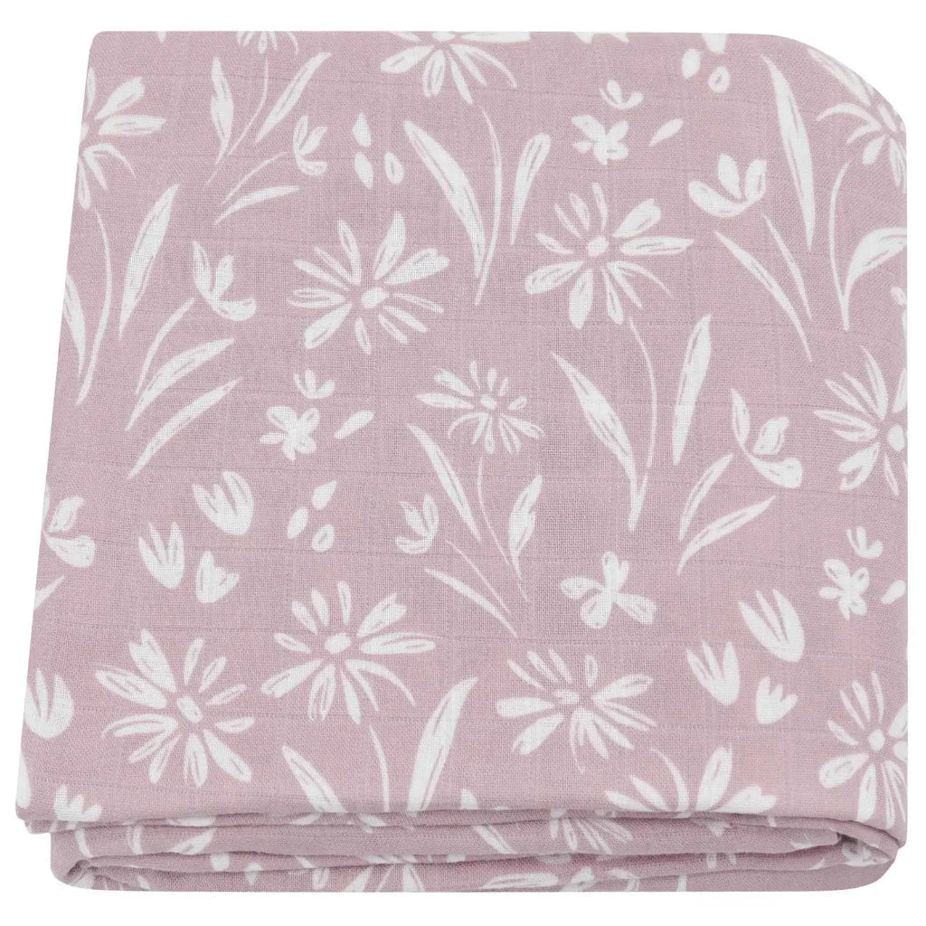Maxi Lange bébé 120x120cm Modèle FLeuri Rose