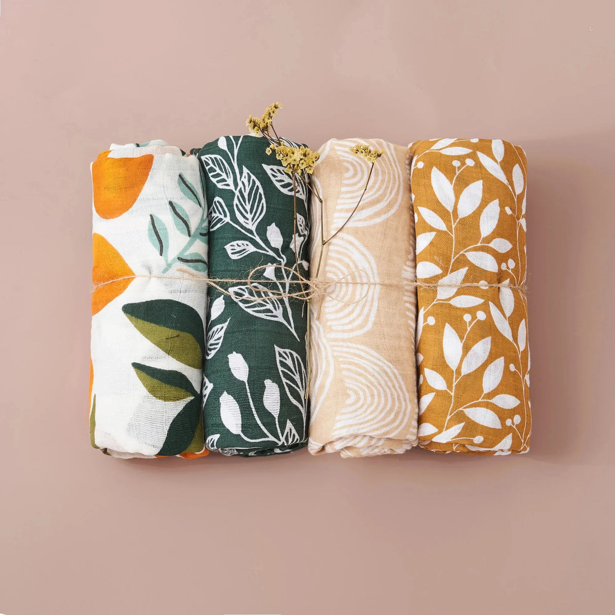 Lot 4 langes bebe enroules motifs Feuilles