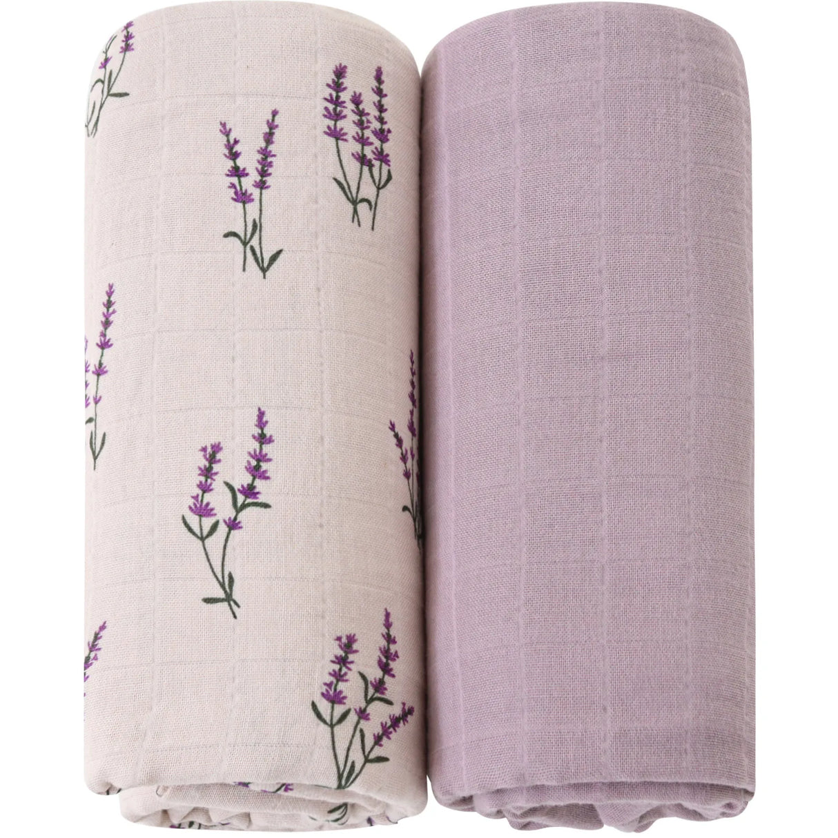 Lot de 2 langes Mousseline Fleurs de Lavande