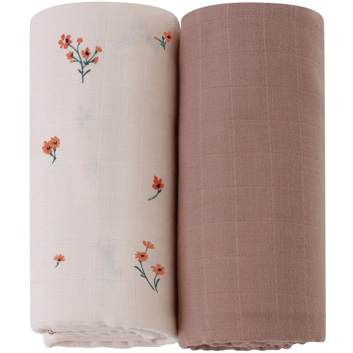 Lot de 2 langes Mousseline Ton Rose Poudré