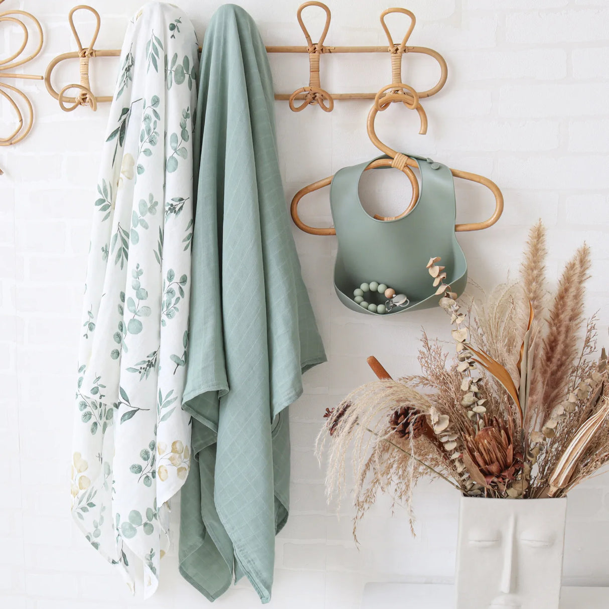 Lot de 2 langes Mousseline Ton Vert d'eau