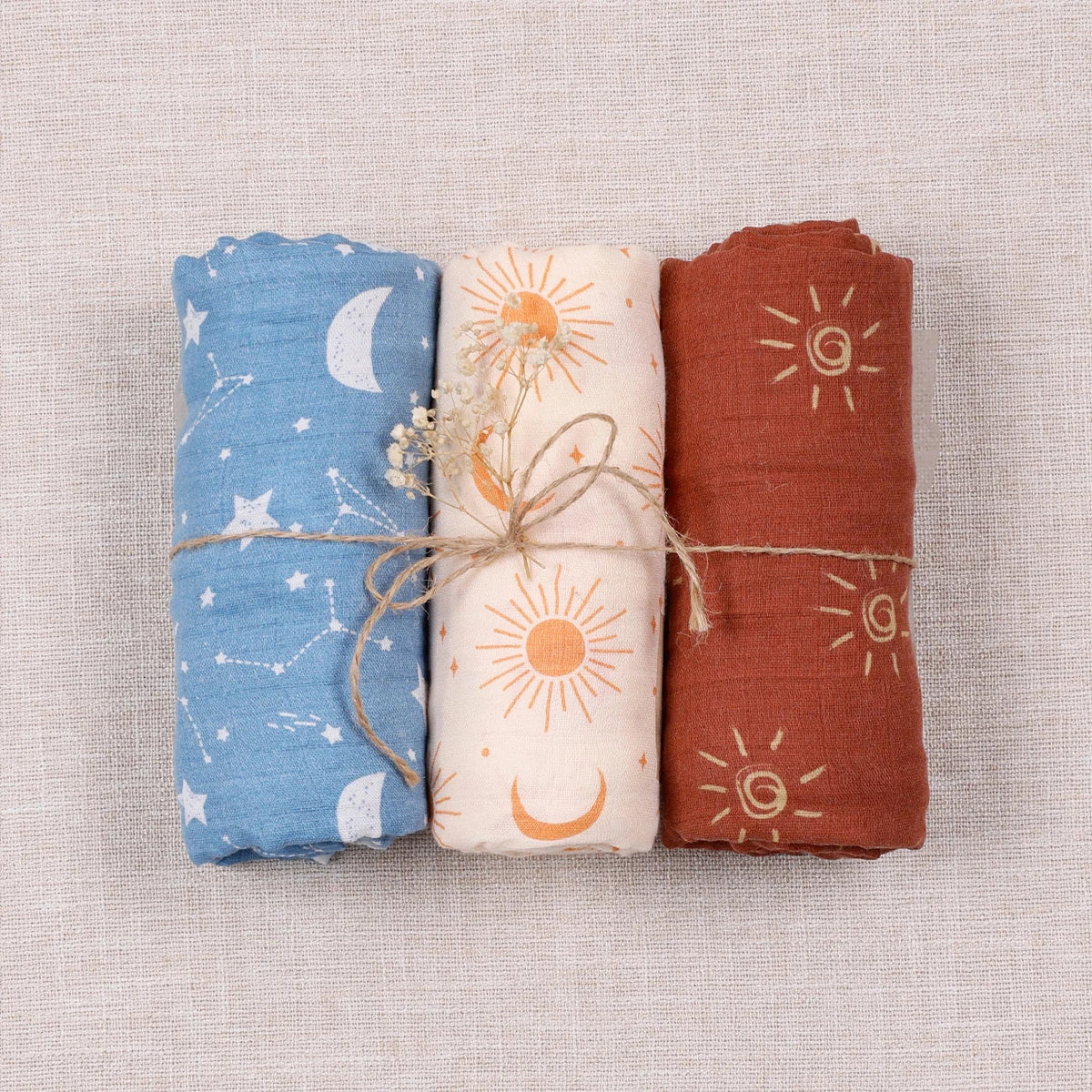 Lot de 3 maxi langes Blanc Gris Vert Bleu Orange Marron