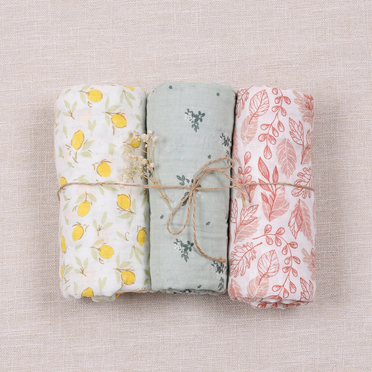 Lot de 3 maxi langes Blanc Gris Vert Bleu Orange Marron