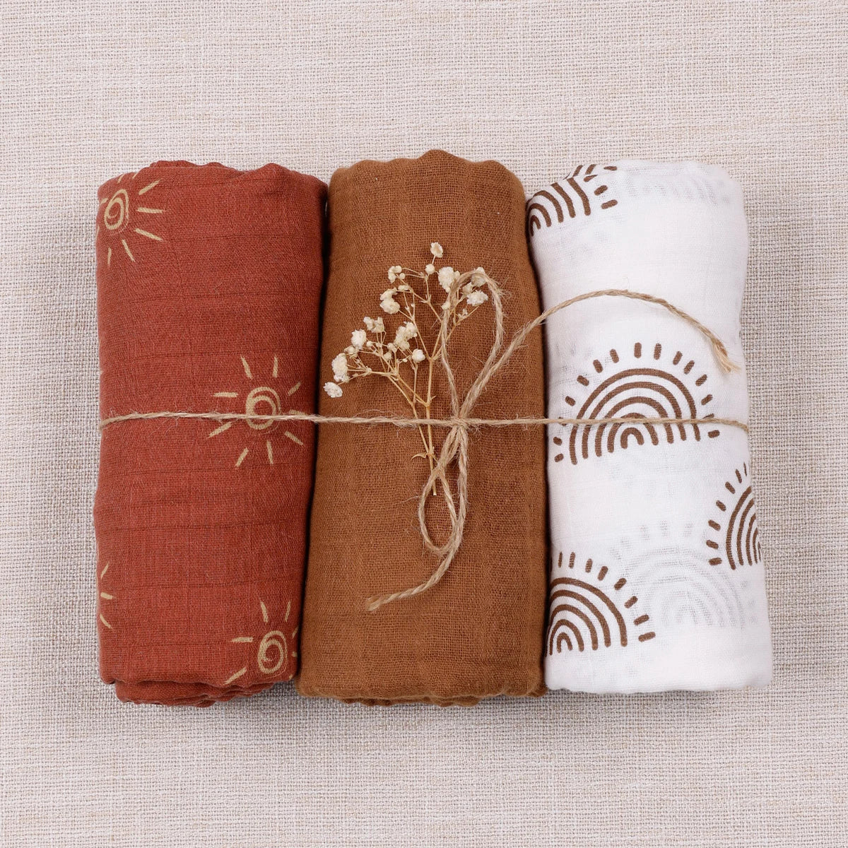 Lot de 3 maxi langes Ton Marron