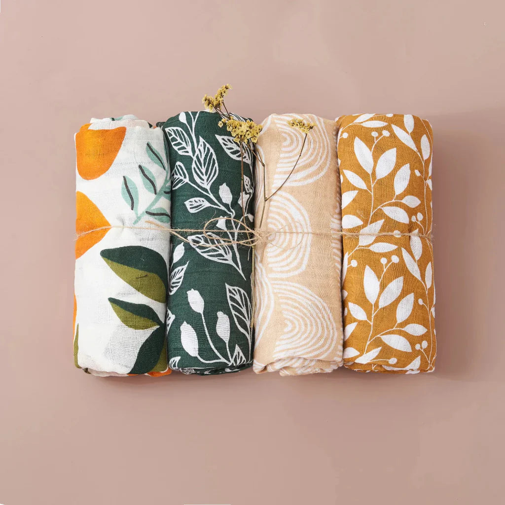 4 langes bambou coton grande taille Motifs FLeurs