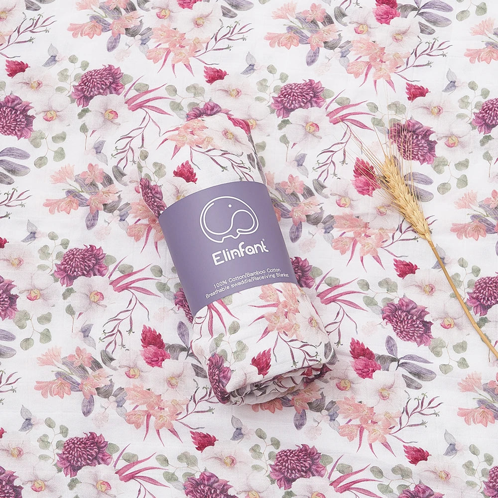 Maxi lange bébé en mousseline – Fleurs Rose