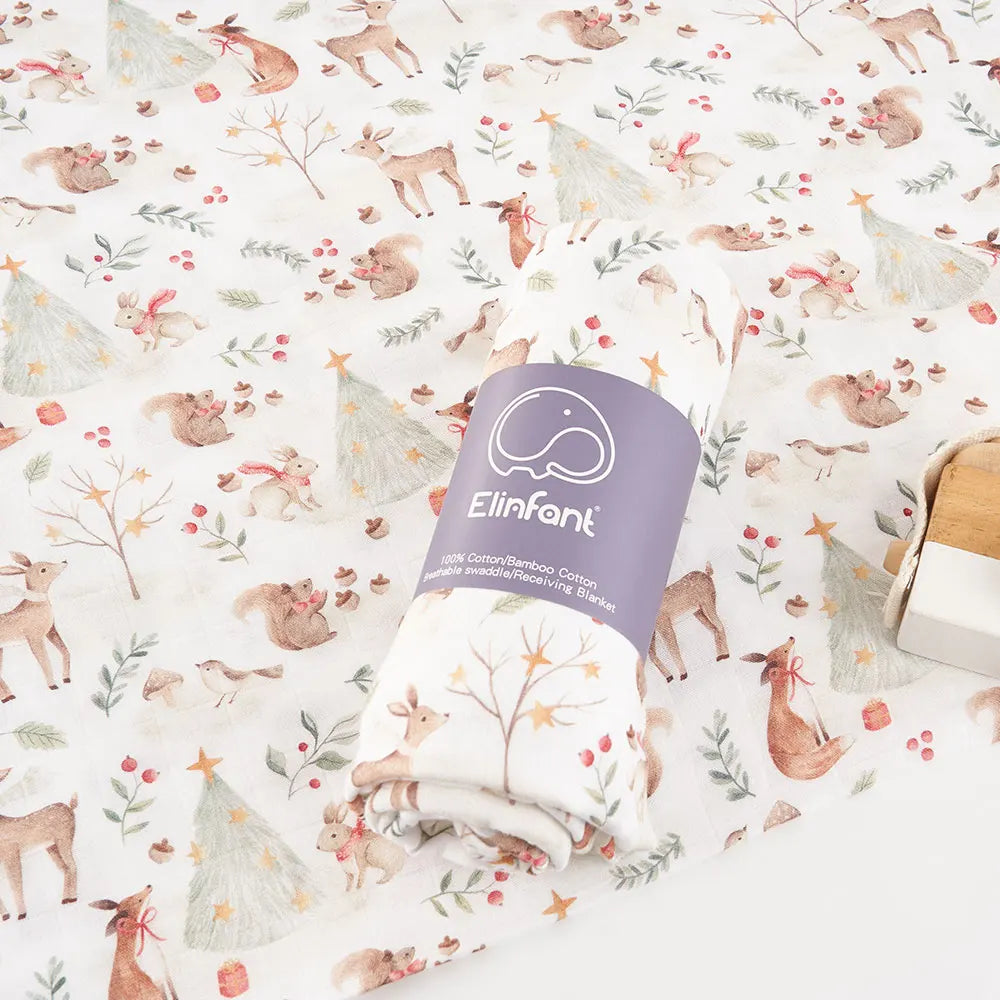 Maxi lange bébé en mousseline animaux forêt