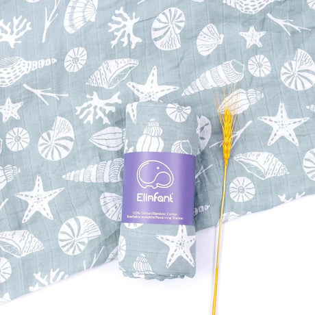 Lange bébé coton 120×110 cm Motif Coquillage