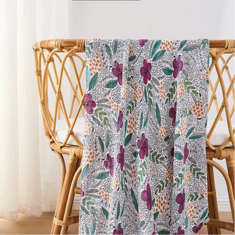 Lange bébé gaze de coton bambou Fleurs violettes