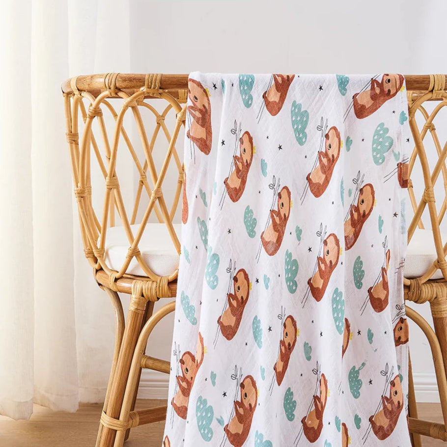 Lange bébé gaze de coton bambou Motif Paresseux