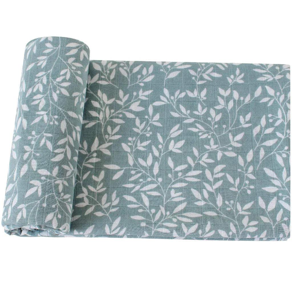 Maxi Lange bébé 120x120cm Modèle vert à fleurs