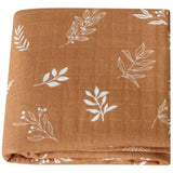 Maxi Lange bébé 120x120cm Modèle marron et fleurs