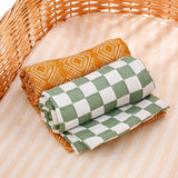 Lot 2 Maxi langes bebe en coton et bambou Marron et vert