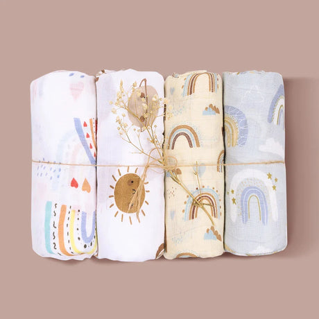 Lot 4 langes bebe enroules motifs Arc en ciel