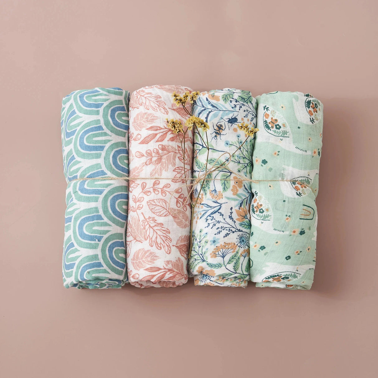 Lot 4 langes bebe enroules motifs Pastels