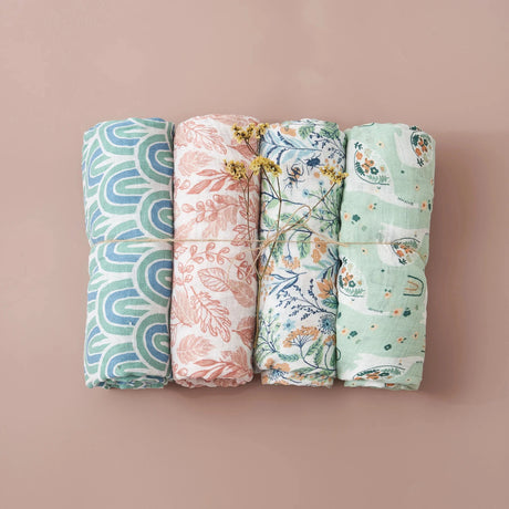 Lot 4 langes bebe enroules motifs Pastels