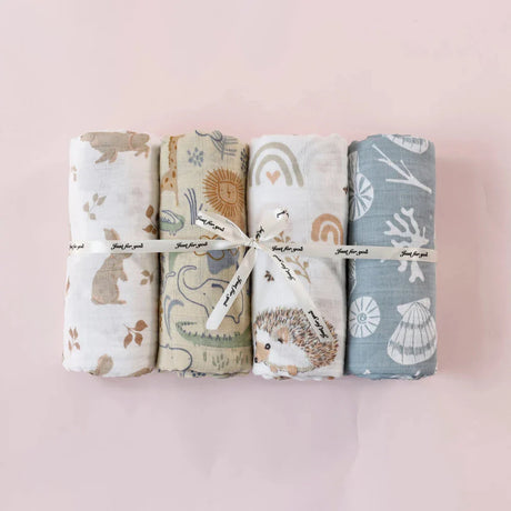 Lot 4 langes bebe pliés motif animaux