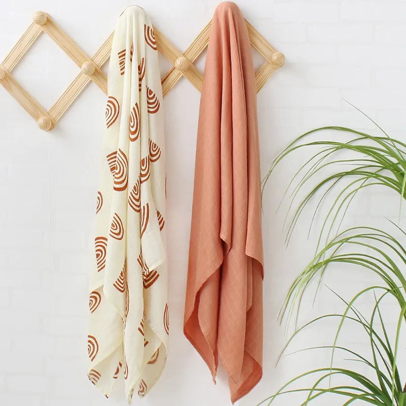 Lot de 2 langes Mousseline  arc en ciel et terracota