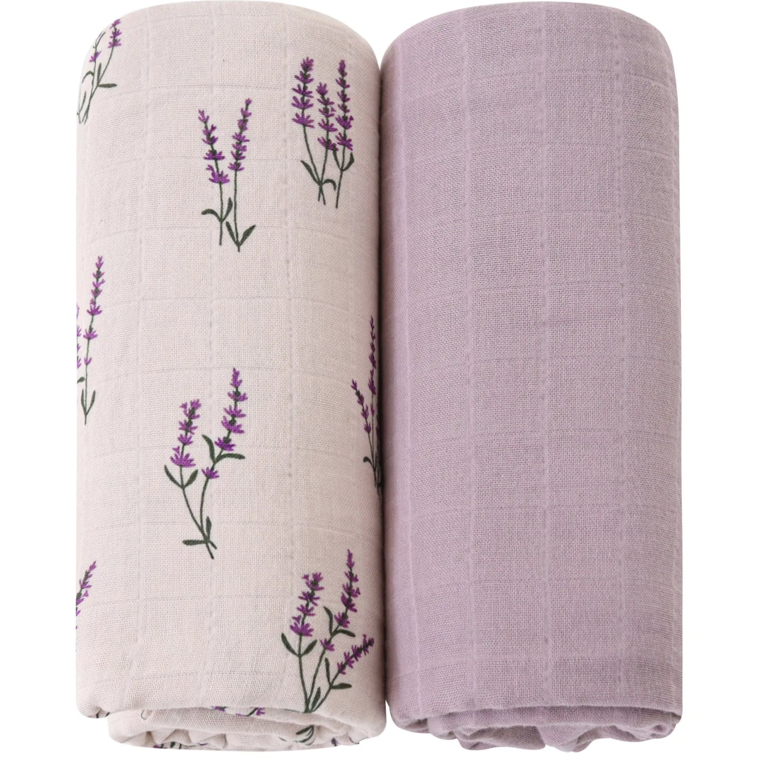 Lot de 2 langes Mousseline  Fleurs de Lavande