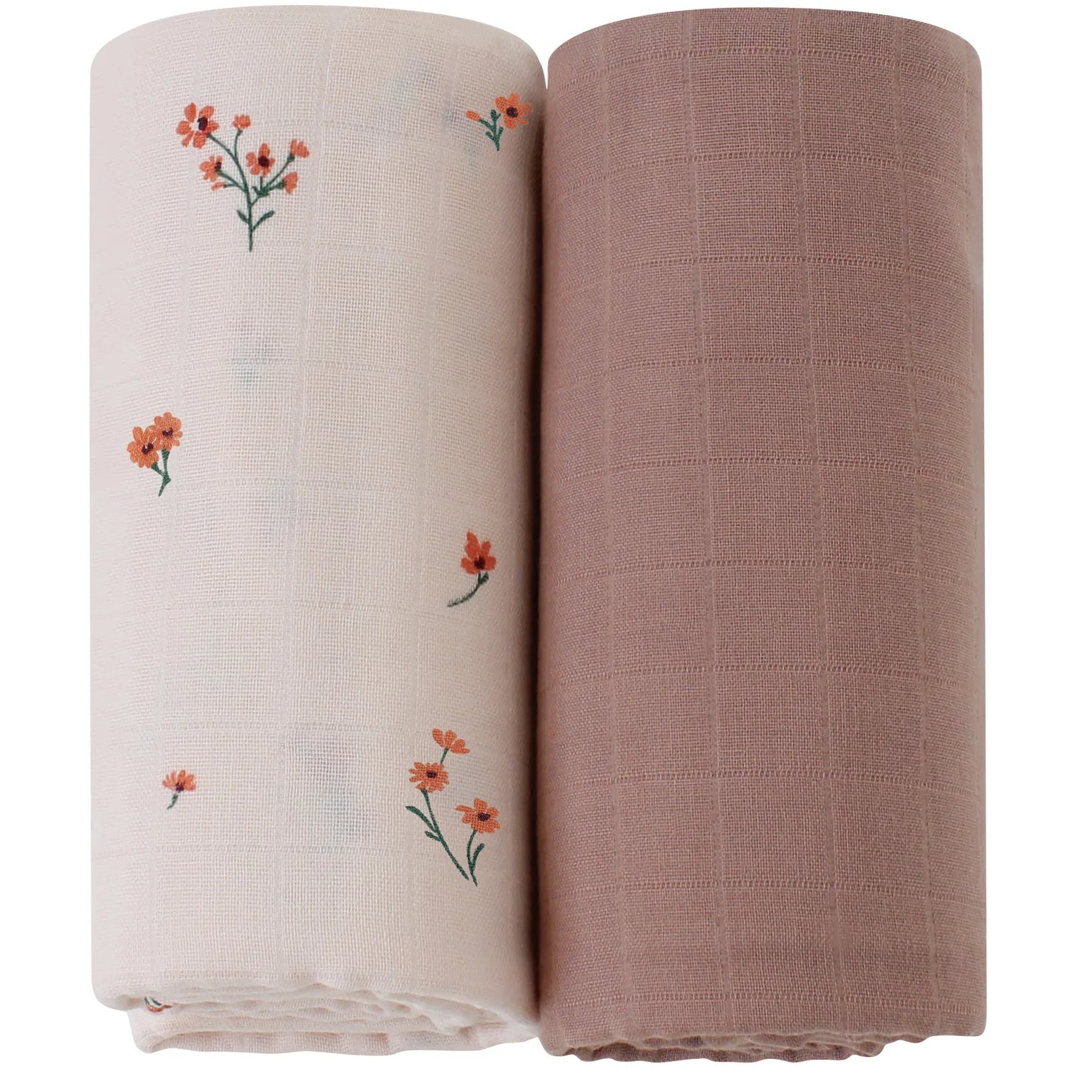 Lot de 2 langes Mousseline  Ton Rose Poudré