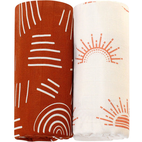 Lot de 2 langes Mousseline  Ton Rouge