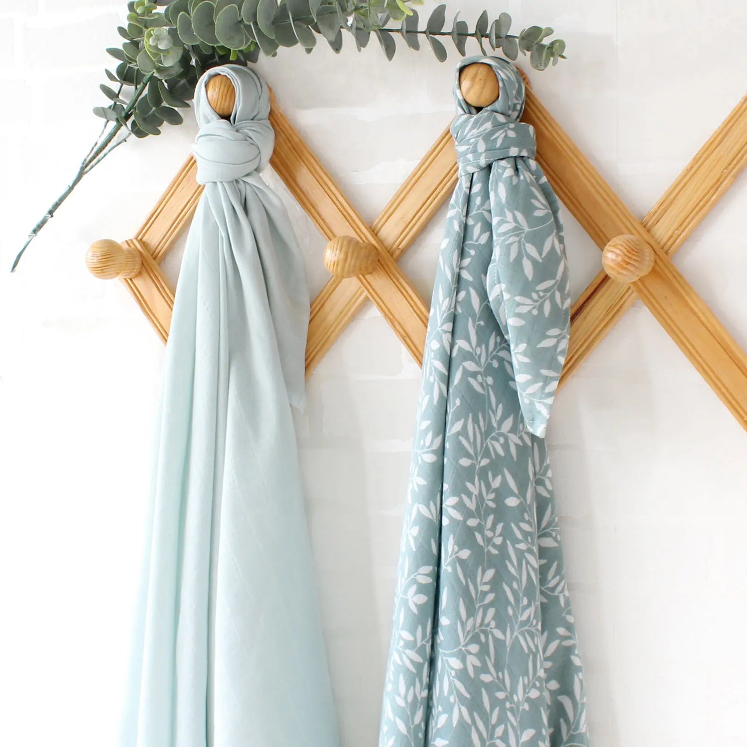 Lot de 2 langes Mousseline  Ton Vert Pale