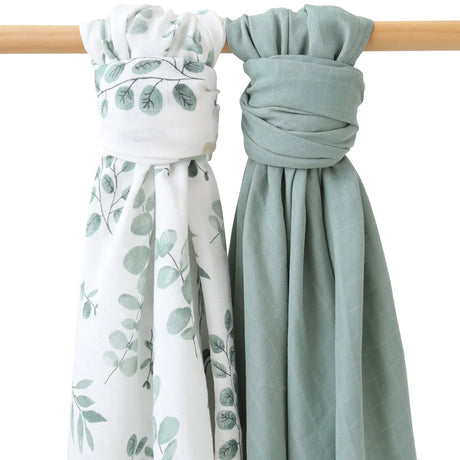 Lot de 2 langes Mousseline  Ton Vert d'eau