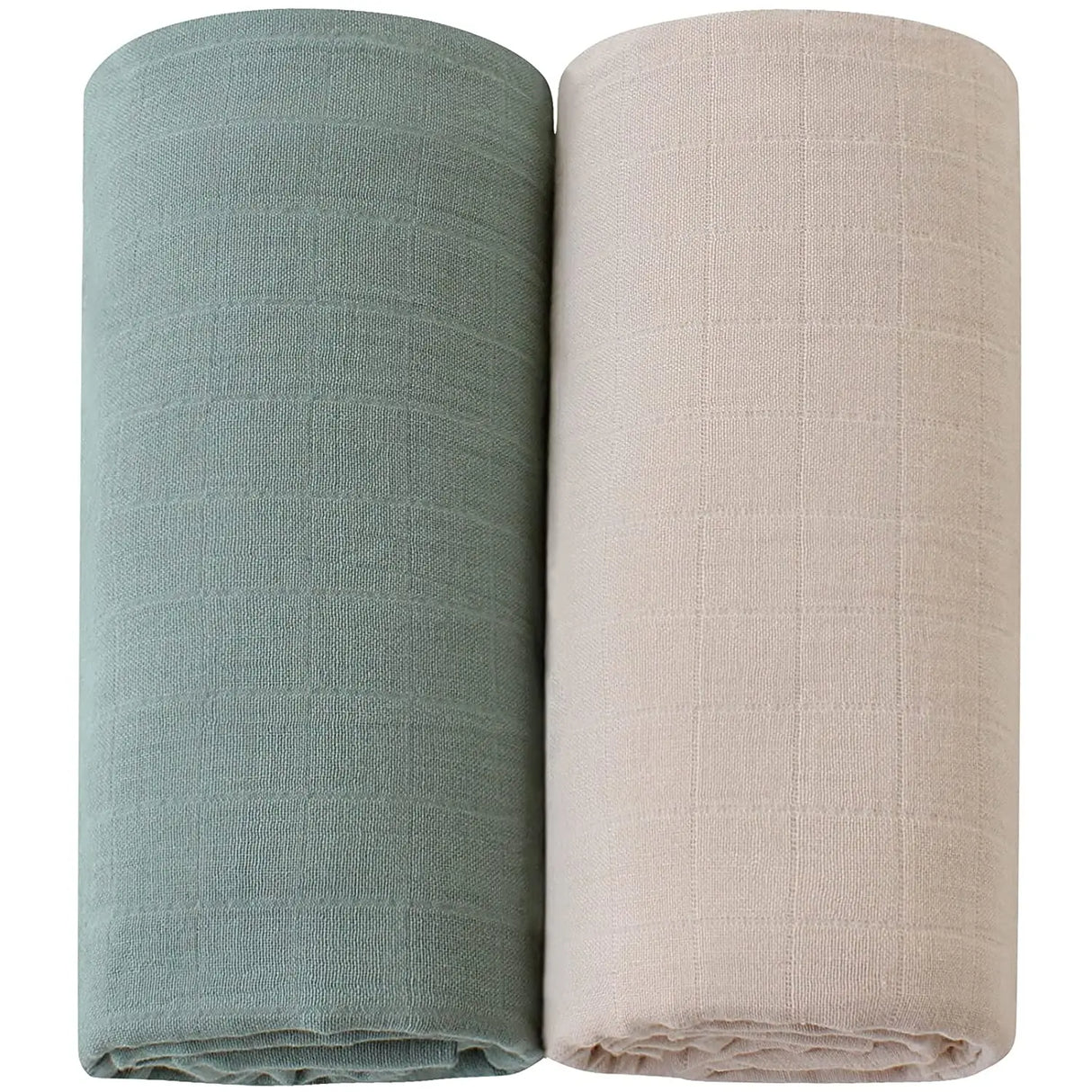 Lot de 2 langes Mousseline  Vert et Beige