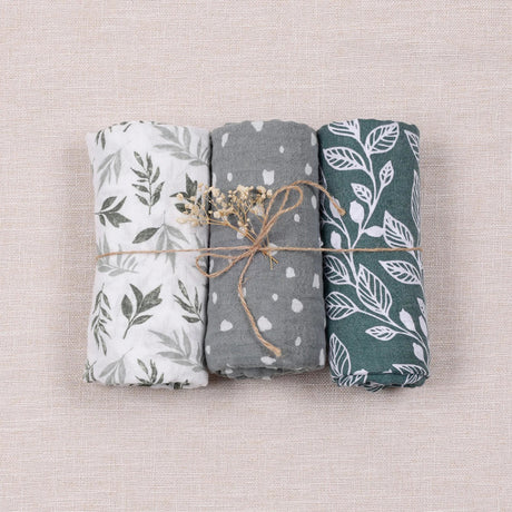Lot de 3 maxi langes Blanc Gris Vert