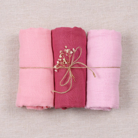 Lot de 3 maxi langes Rose 