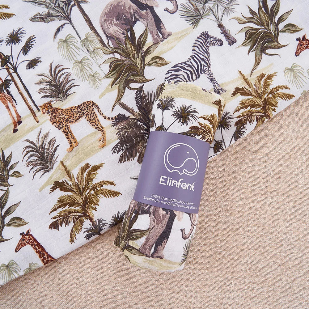 Maxi lange bébé en mousseline animaux savane