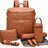 Sac a dos a langer en cuir noir Marron Camel