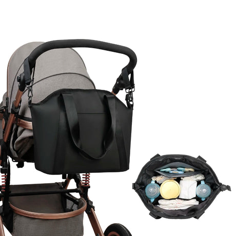 Sac a langer poussette noir impermeable zoom sur contenance